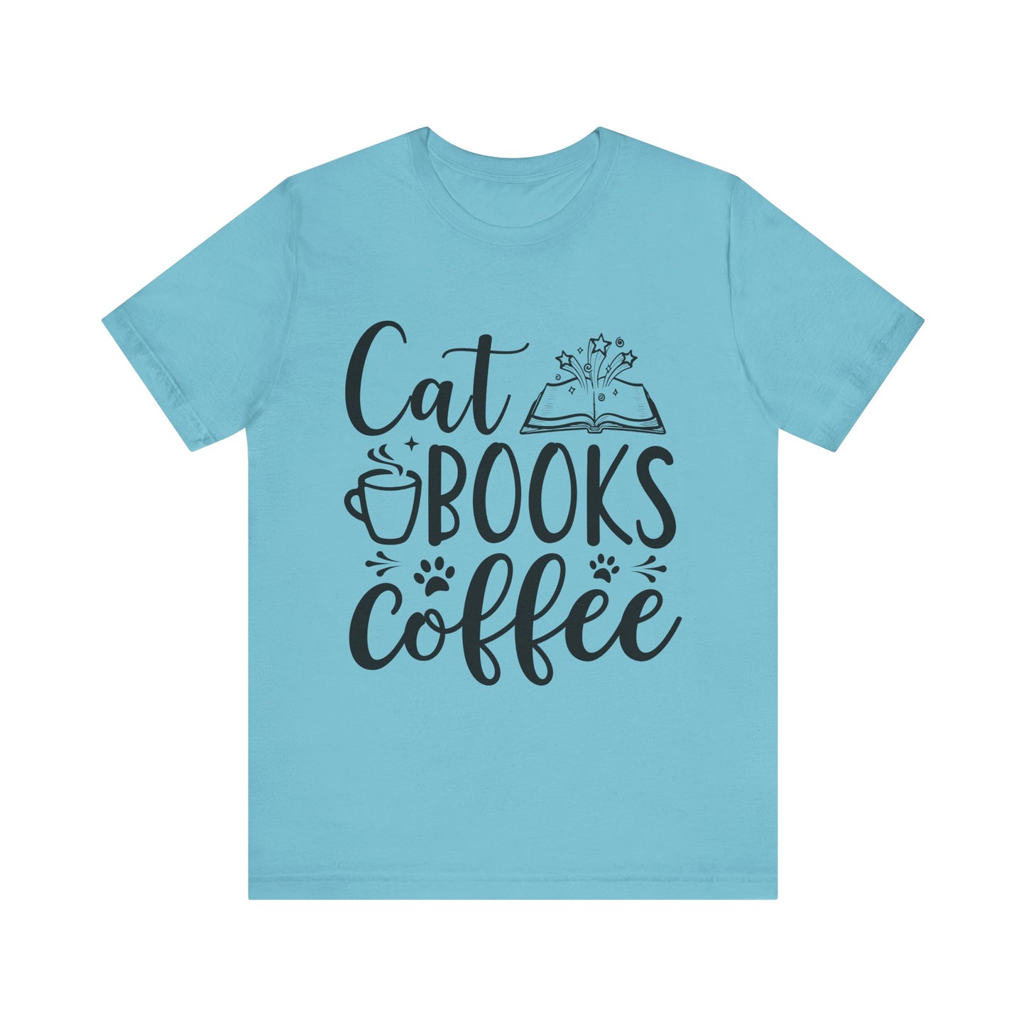 Cat Books Coffee Tee