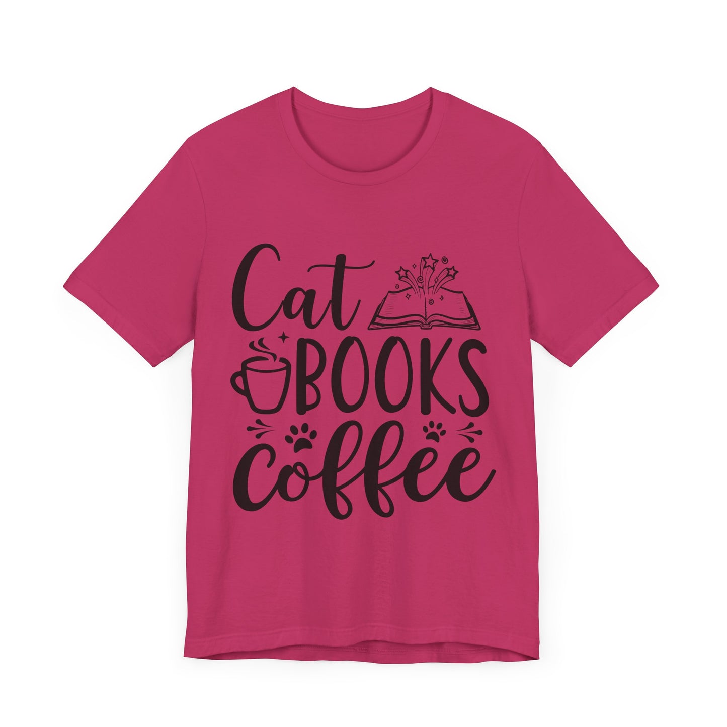 Cat Books Coffee Tee
