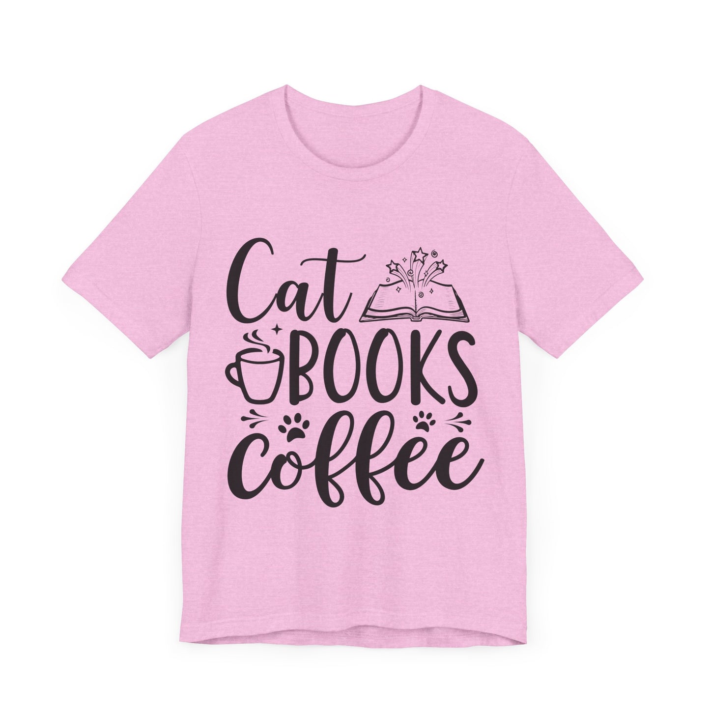 Cat Books Coffee Tee