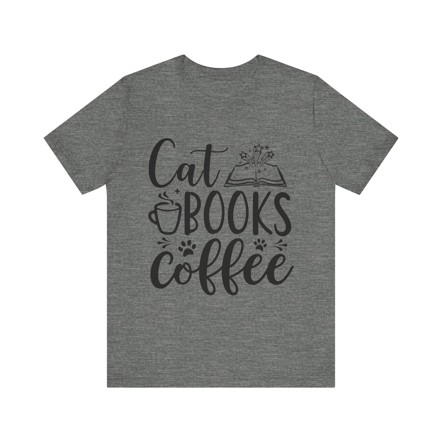 Cat Books Coffee Tee