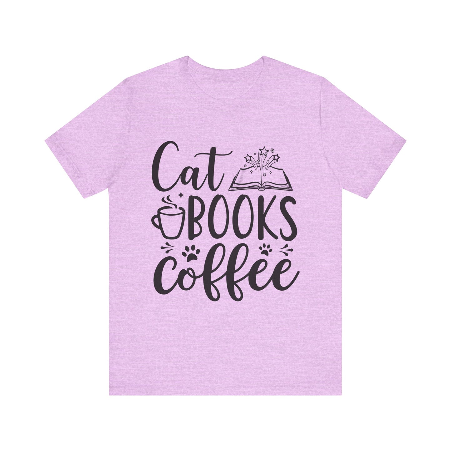 Cat Books Coffee Tee
