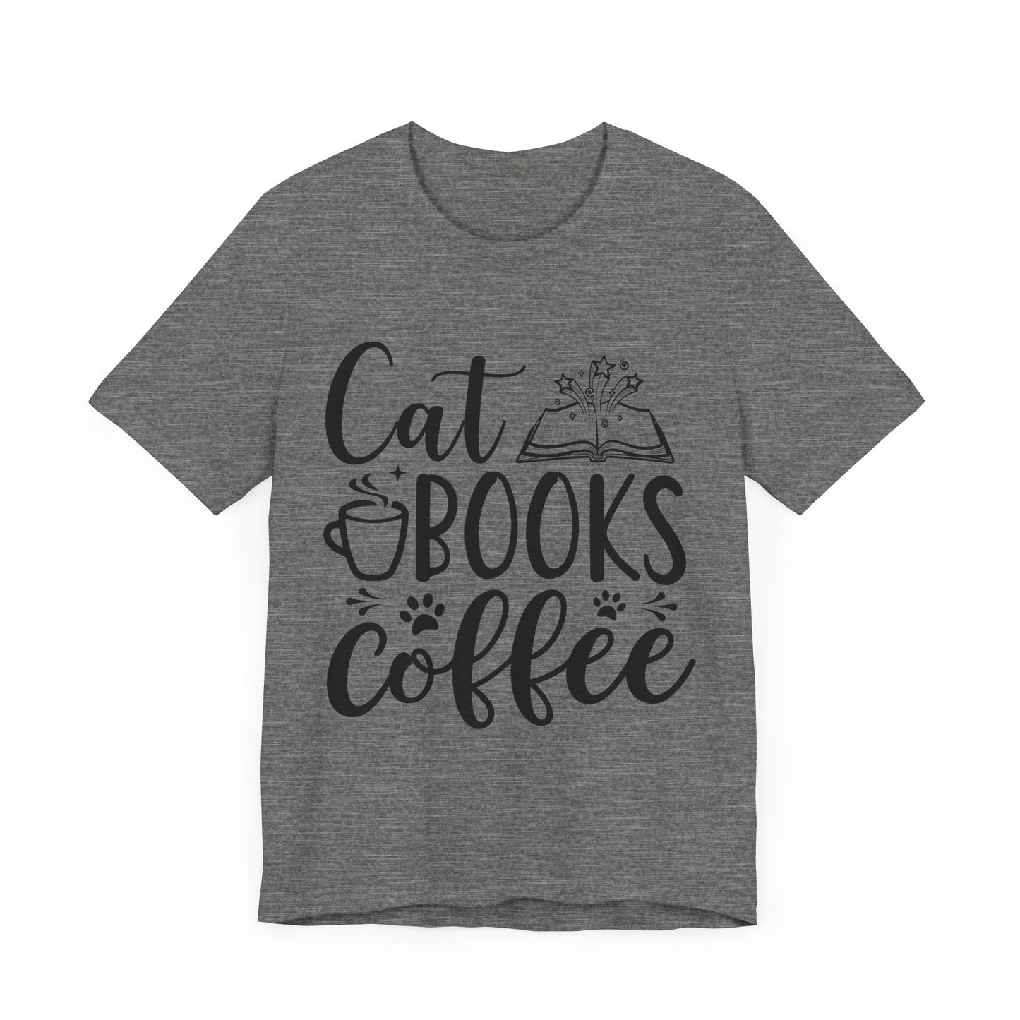 Cat Books Coffee Tee