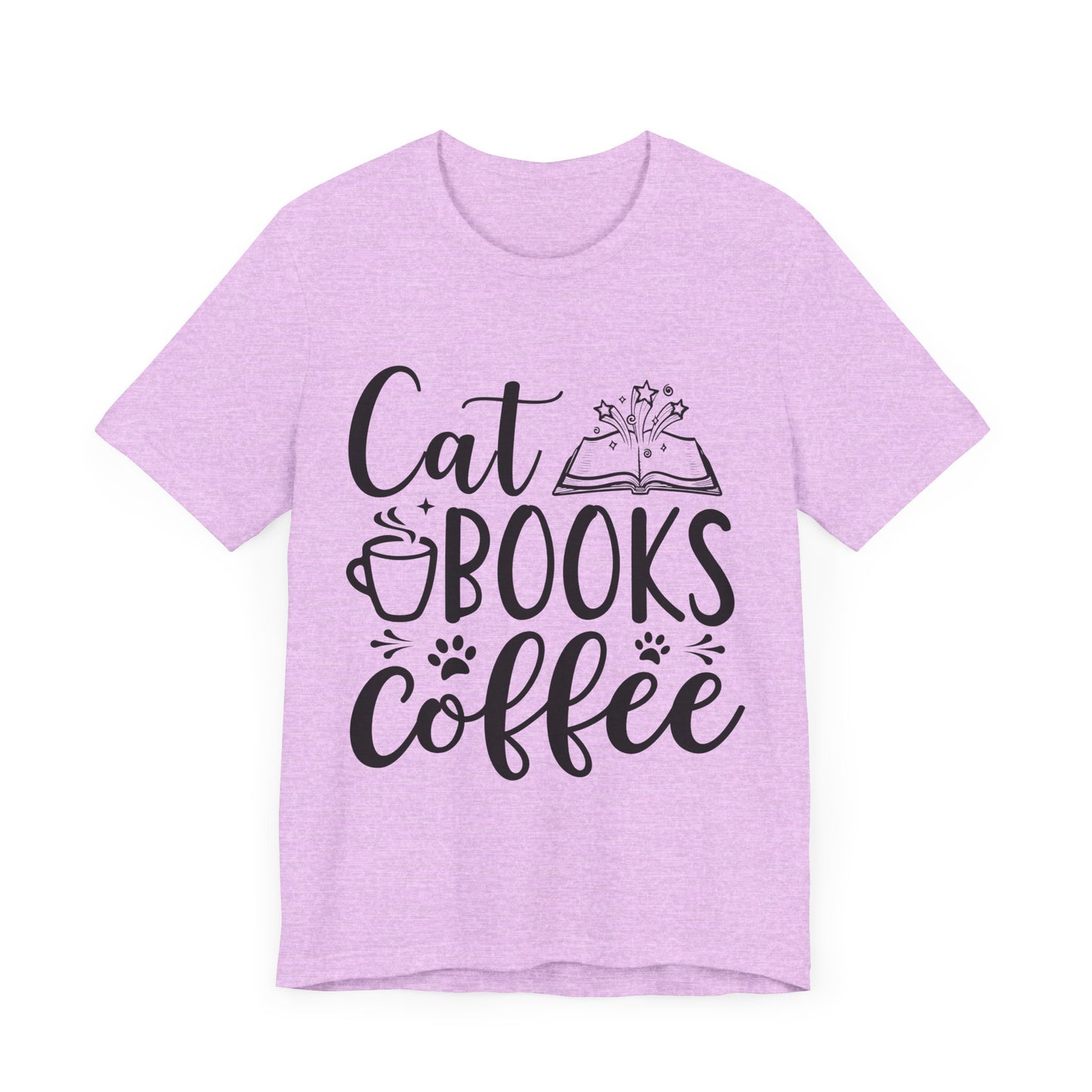 Cat Books Coffee Tee