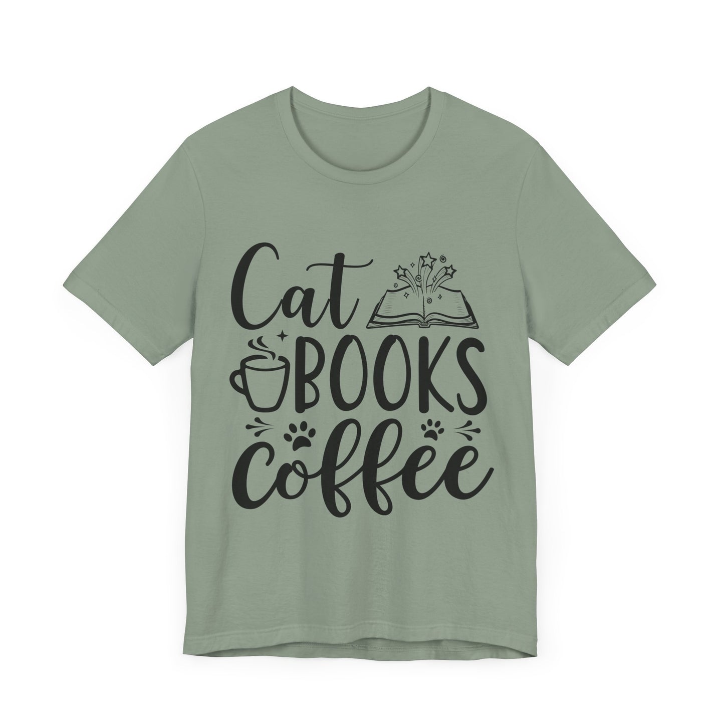 Cat Books Coffee Tee