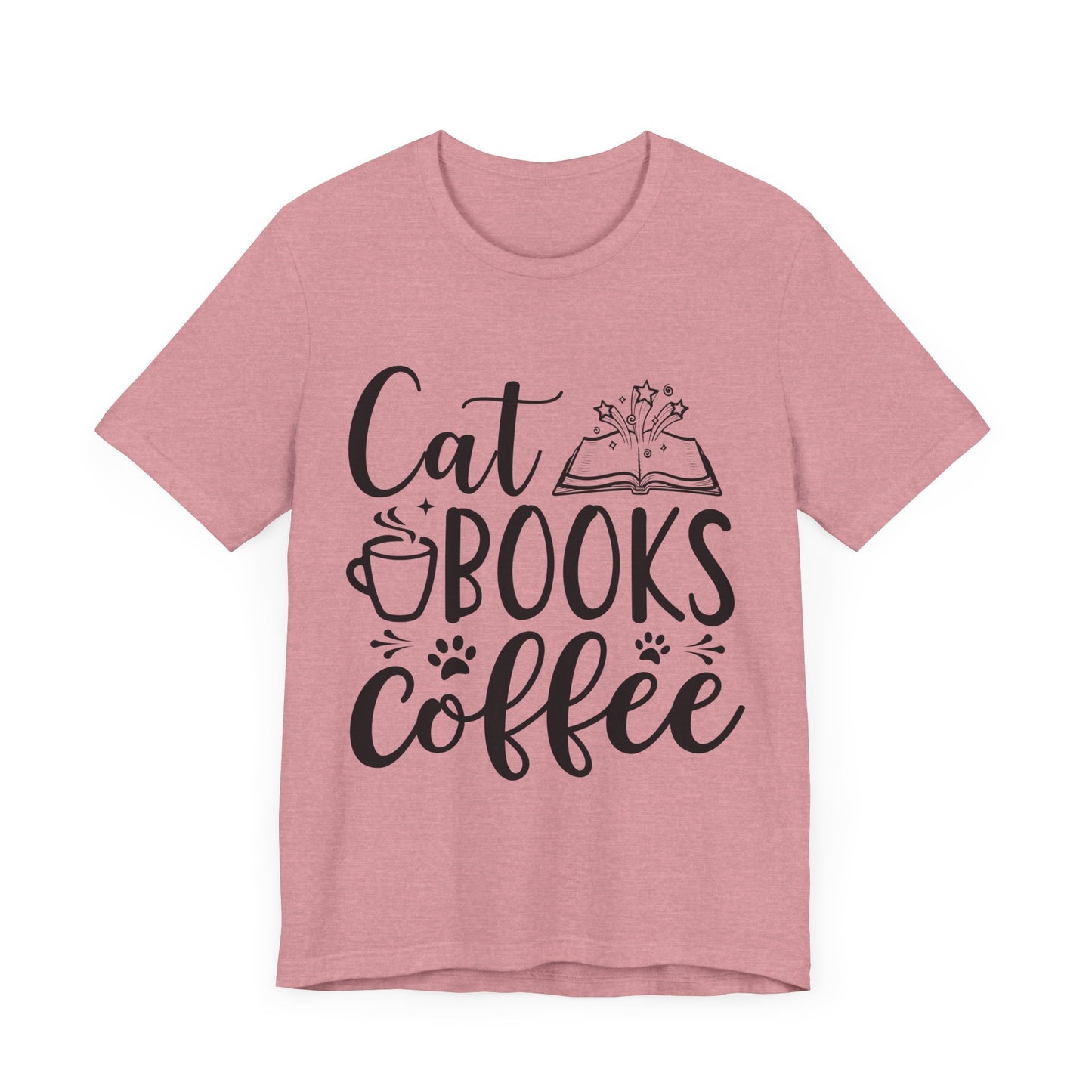 Cat Books Coffee Tee