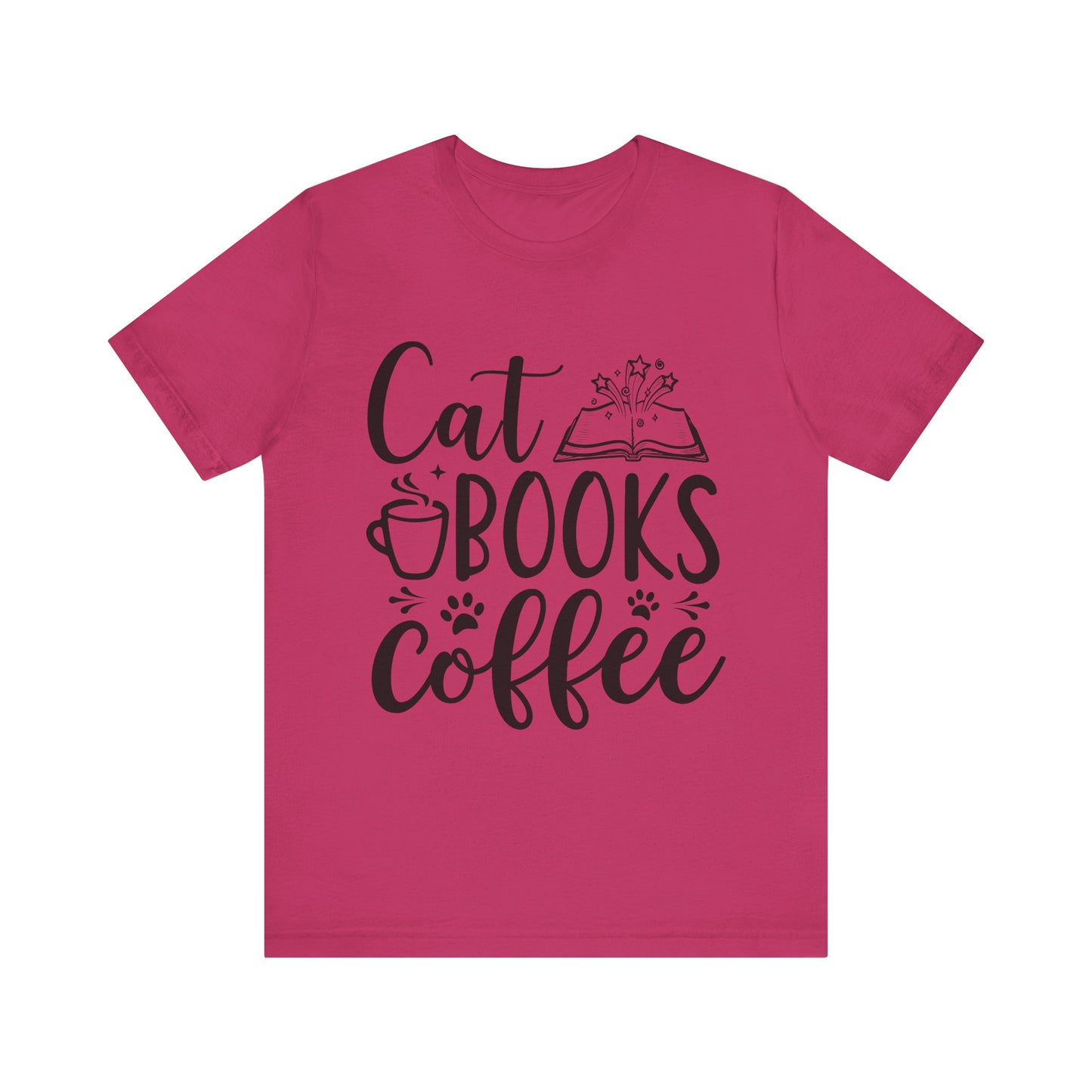 Cat Books Coffee Tee