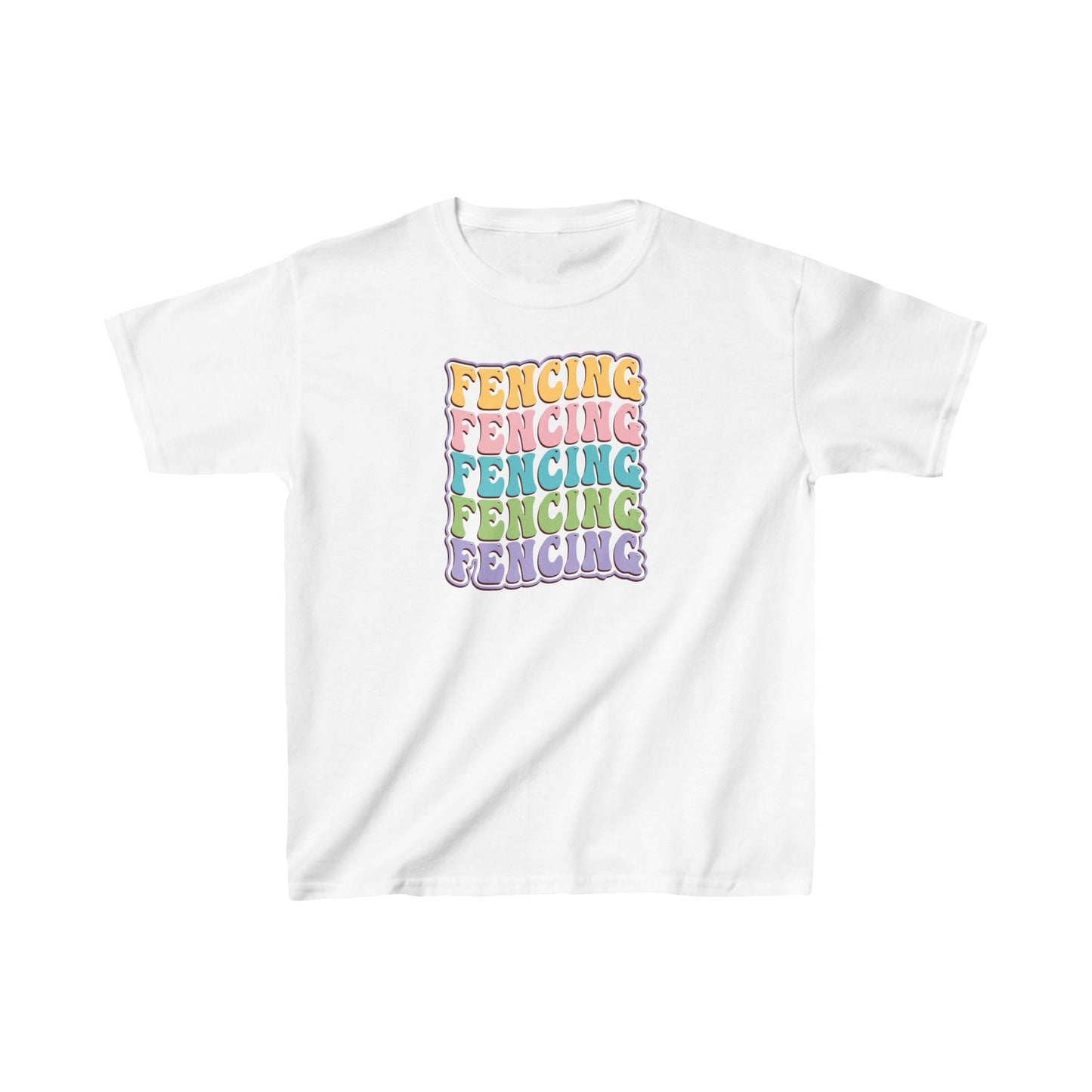 Fencing Kids Tee with Colorful Wave Pattern