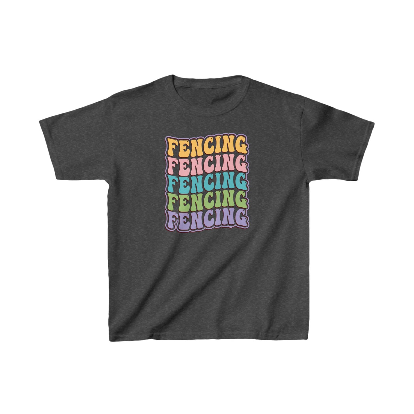 Fencing Kids Tee with Colorful Wave Pattern