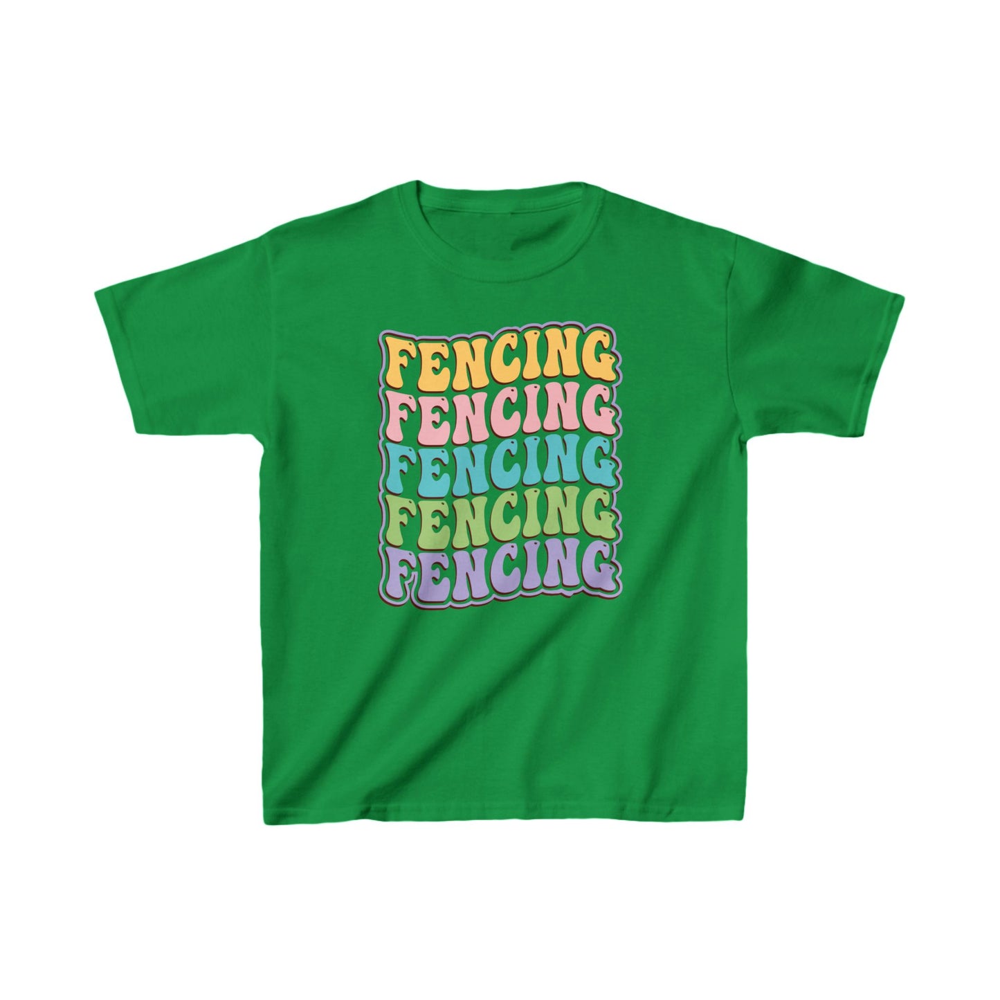 Fencing Kids Tee with Colorful Wave Pattern