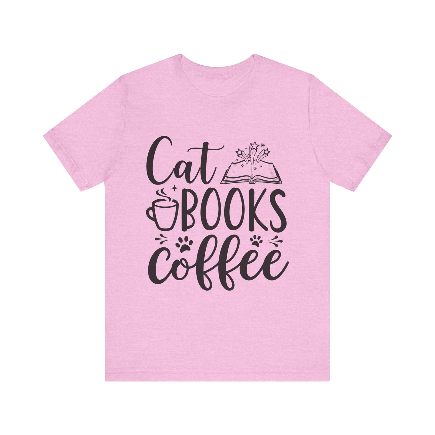 Cat Books Coffee Tee