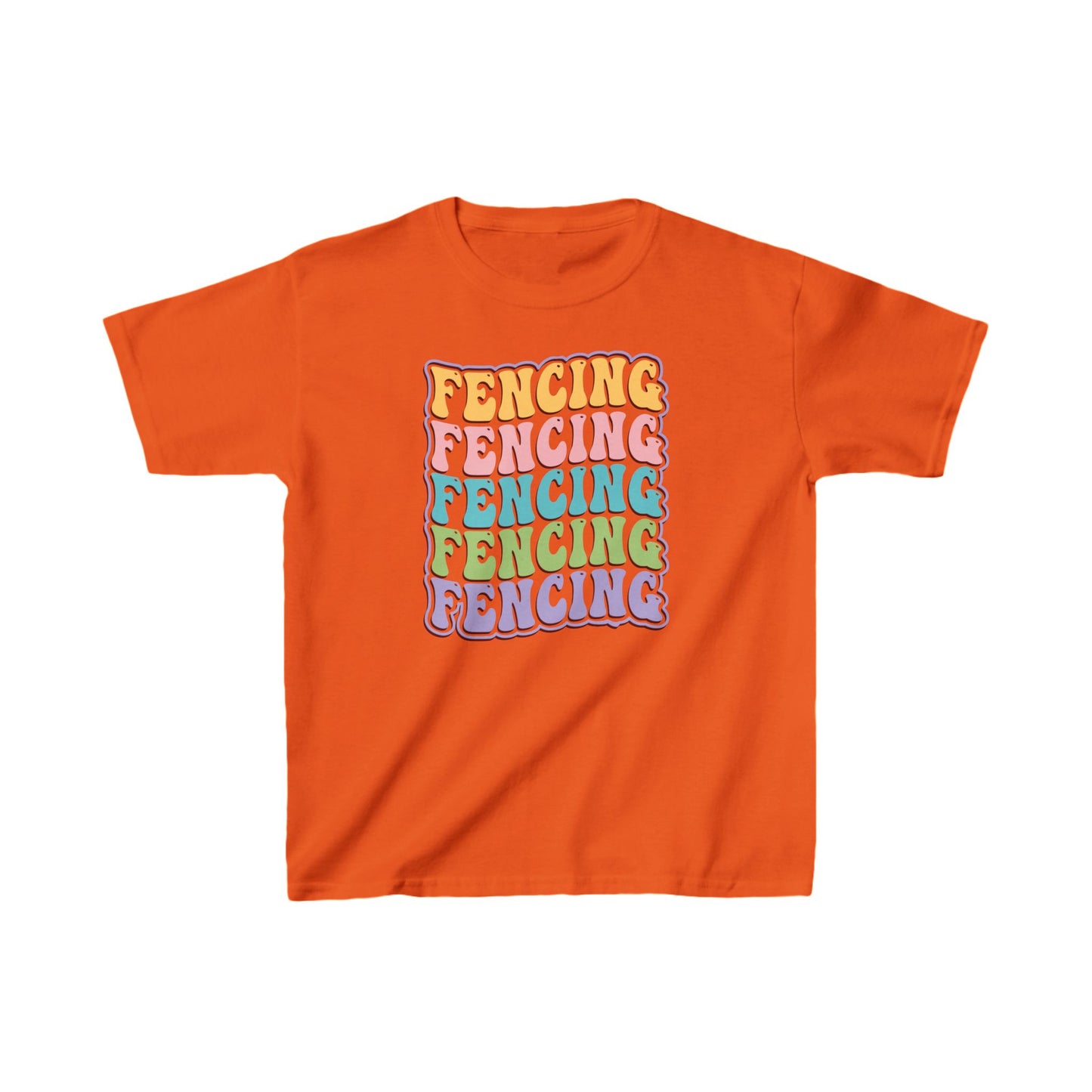 Fencing Kids Tee with Colorful Wave Pattern