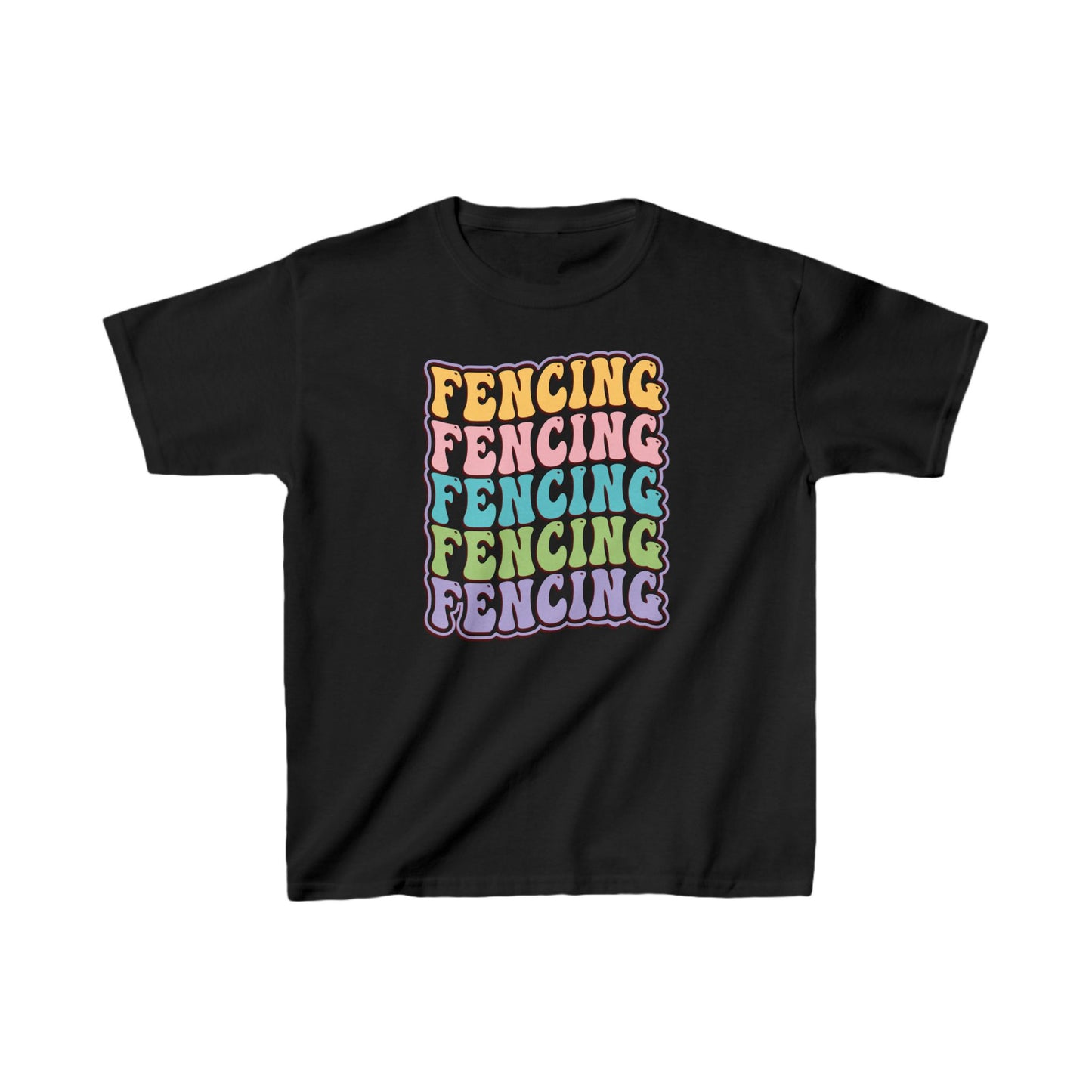 Fencing Kids Tee with Colorful Wave Pattern