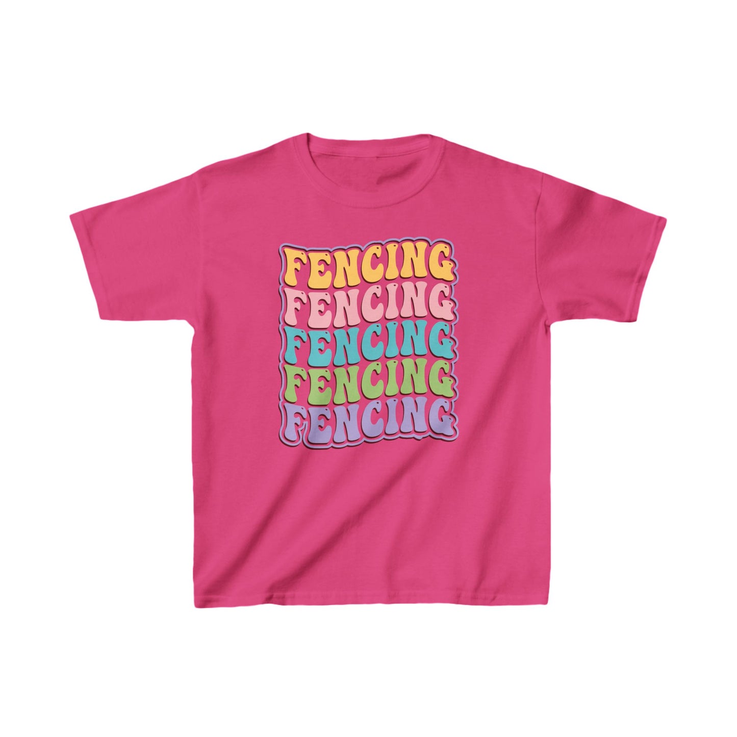 Fencing Kids Tee with Colorful Wave Pattern