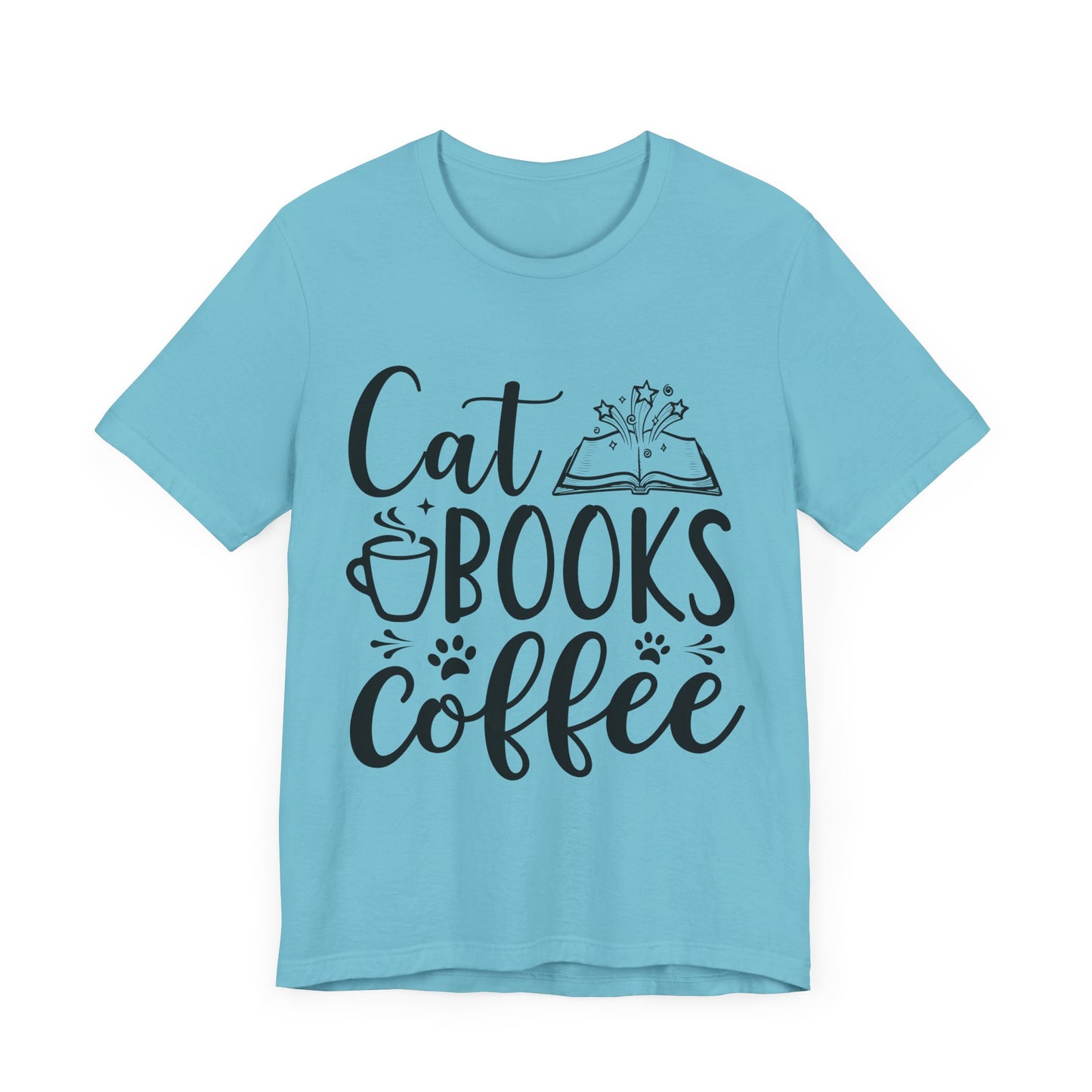 Cat Books Coffee Tee