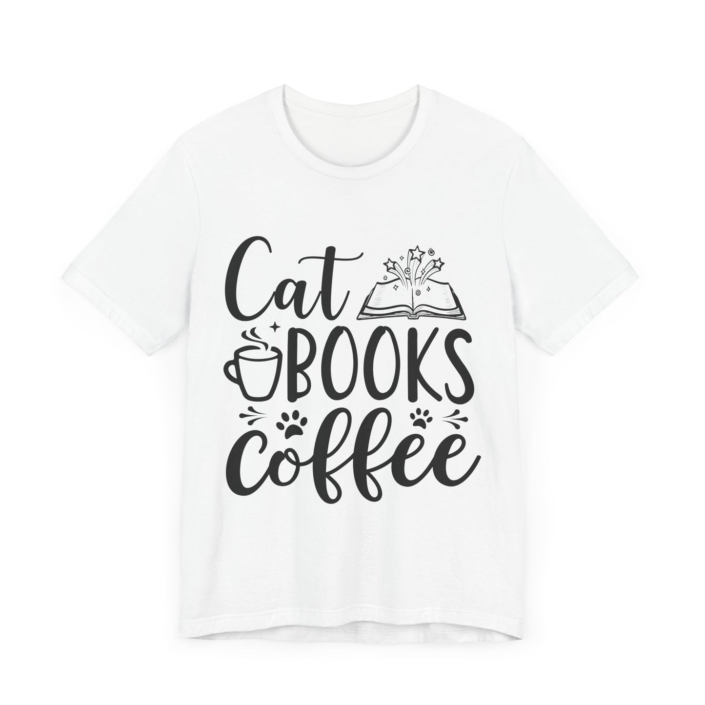 Cat Books Coffee Tee