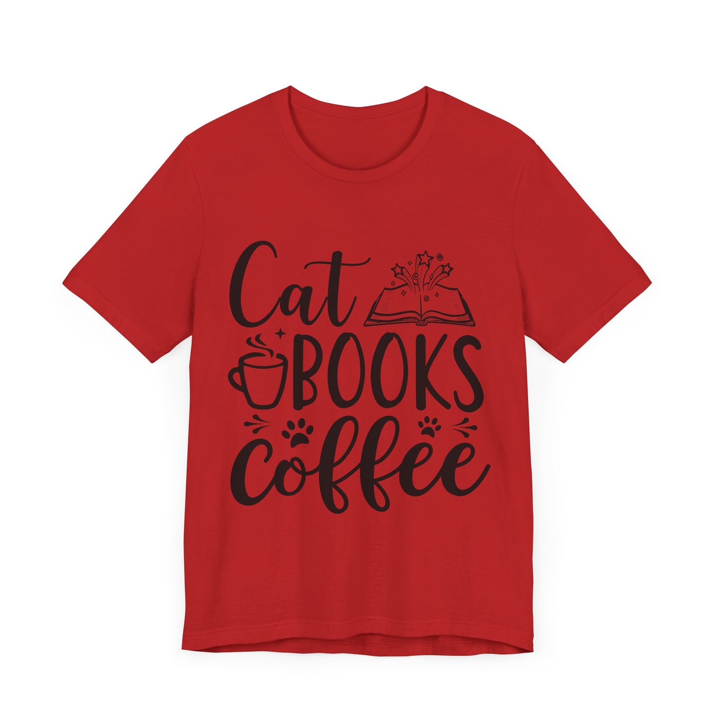 Cat Books Coffee Tee