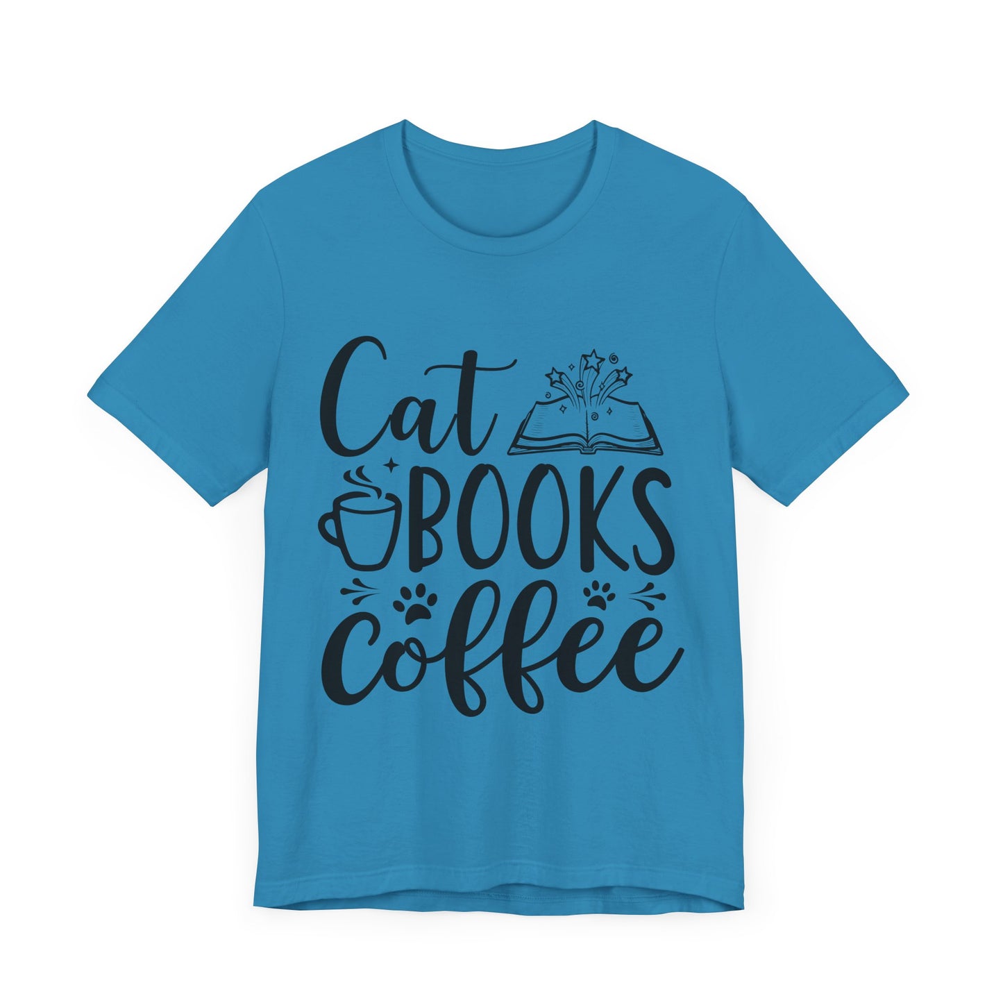 Cat Books Coffee Tee