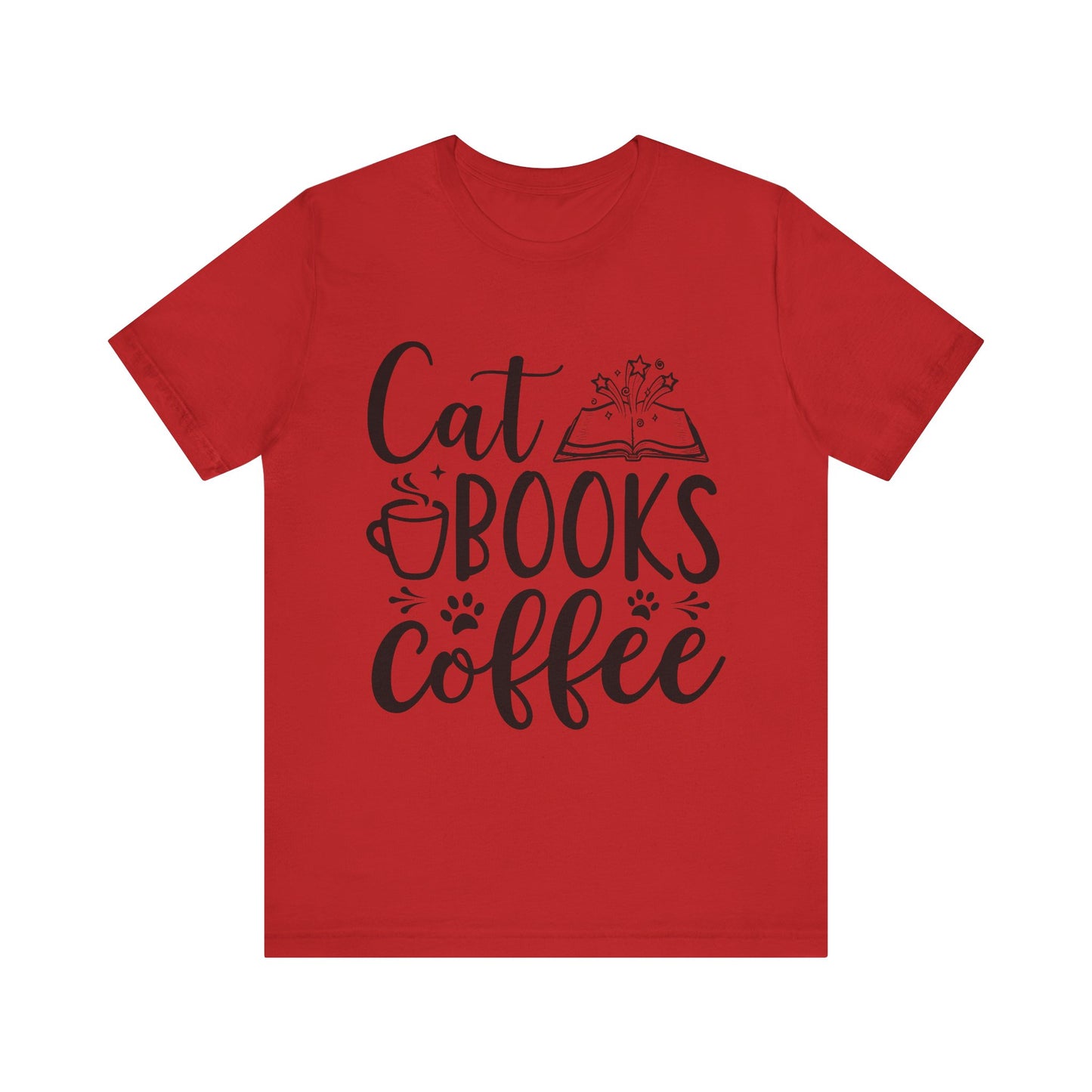 Cat Books Coffee Tee