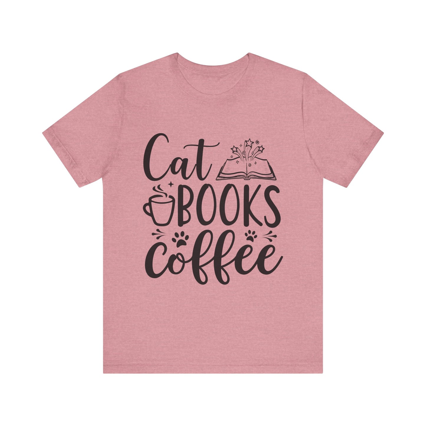 Cat Books Coffee Tee