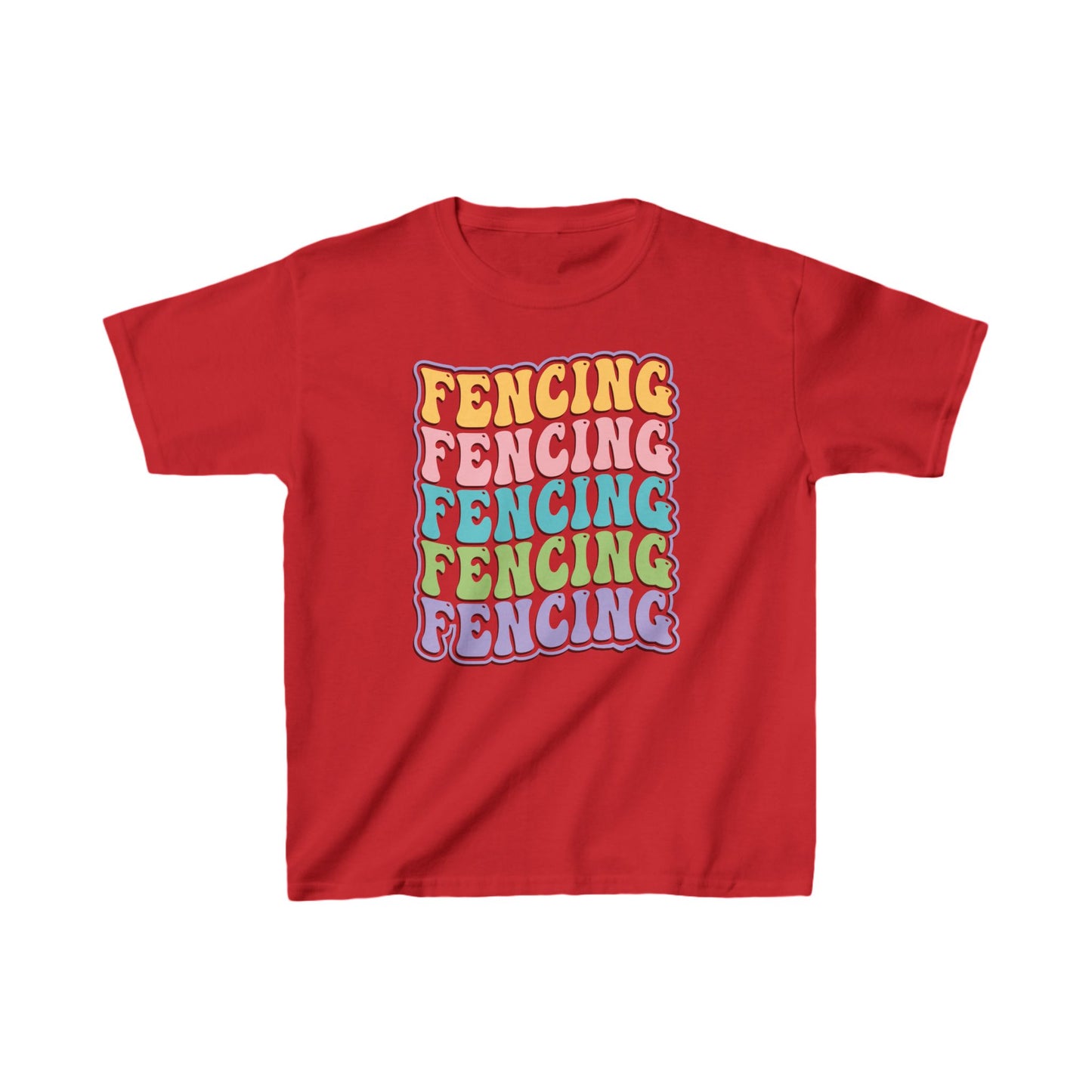 Fencing Kids Tee with Colorful Wave Pattern